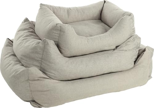 Flamingo Ergonomisches Hundebett Genève Rechteckig Beige – 65 cm - Waschbar, Antislip, Zart, Luxuriös und Stilvoll, Passt In Jedes Interieur!