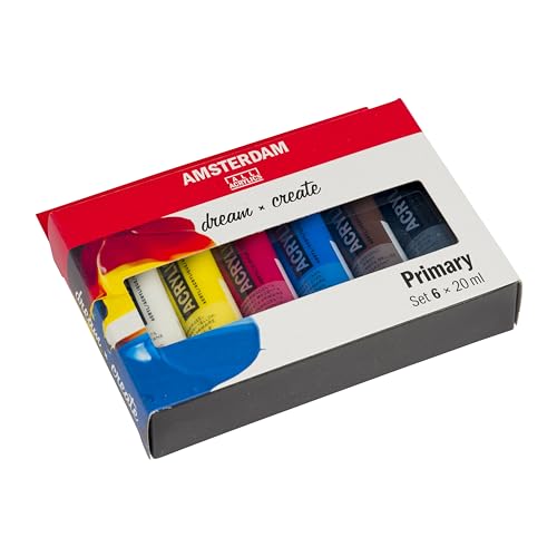 Amsterdam Standard Series Acrylic Paint Set | Color Theory Mixing Set (6 x 20 ml Tubes) | Primary Colors + Black, White & Umber