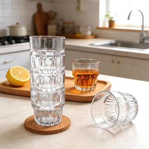 image for Mapoxy 16 pack 5 oz Old Fashioned Whiskey Glasses Bulk, Heavy Base Sta