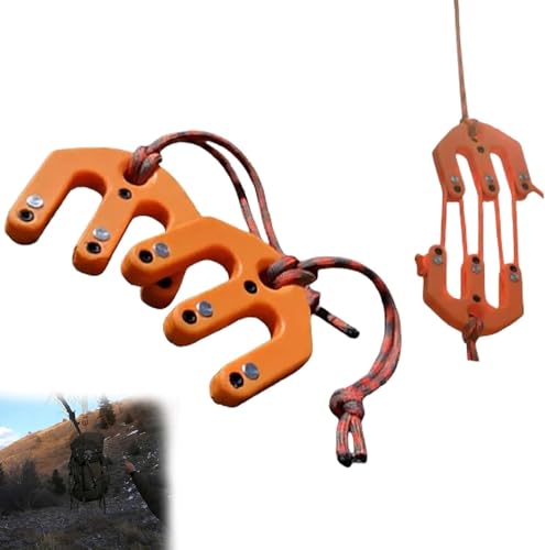 Game and Gear Hoist Block and Tackle,Portable Nylon Block and Tackle Pulley System, Compact Game Lifting Tool for Backcountry Hunting