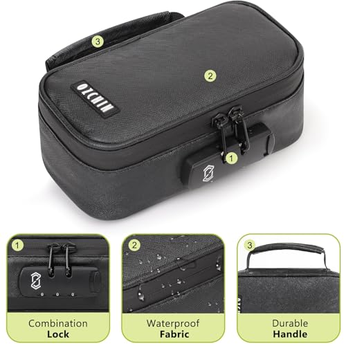 Image of OZCHIN Smell Proof Bag with Combination Lock File Organizer Case Container Medicine Lock Box Odorless Storage Bag Great Gift for Friend (Black, S)