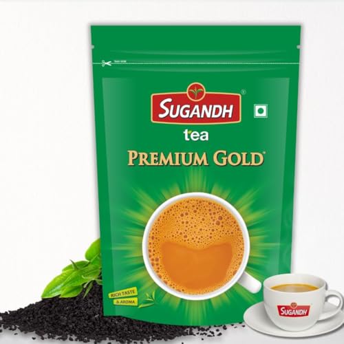 Image of Sugandh Tea 1 KG Premium Gold Tea Pack of 1 CTC Processing Strong and Rich in Taste Aromatic Flavor 100% Natural Ingredients Kadak Premium Chai