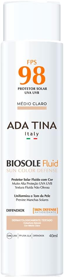 Ada Tina Biosole Fluid Sun Color Defense FPS 98 Médio Claro – Protetor Solar com Cor 40ml