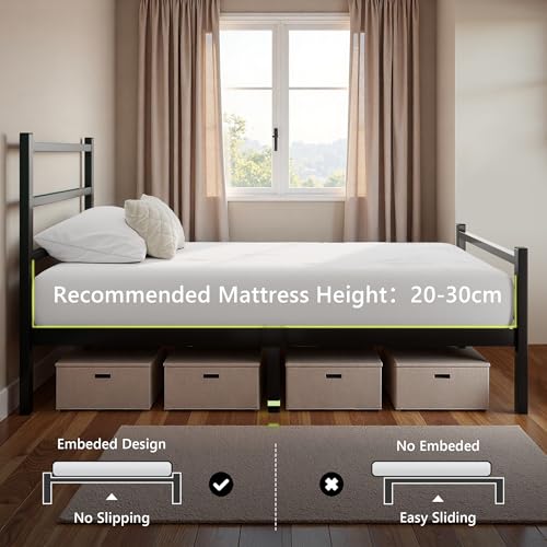 Feonase Single Bed Frame, Metal Platform Bed Frame, Single Beds Solid Bedstead Base With Headboard And Footboard, Sturdy Steel Construction, Under-Bed Storage, Easy Assembly, Noise Free, Black - 7