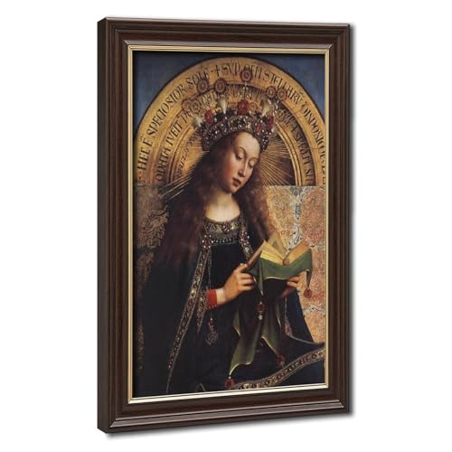 Impression sur toile Vierge de Gand Jan Van Eyck, grand tableau de salon avec cadre 61x91cm