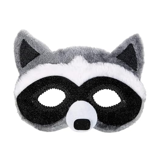 W WIDMANN MILANO Party Fashion - Augenmaske, Maske für Erwachsene, aus Plüsch, Tiermaske, Party Animal, Bär