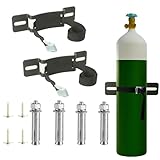 Cylinder Wall Mounted Bracket，Gas Cylinder Holder Wall-Mounted Bracket Propane Tank Bracket with Screws and Safety Belt (Black 2)