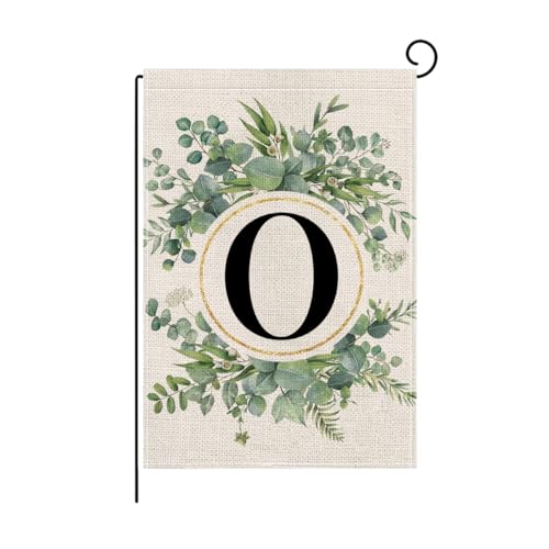 wyooxoo Monogram Letter O Floral Garden Flag 12x18 Inch Double Sided Outside Outdoor Family Last Name Initial Yard Flag (O)