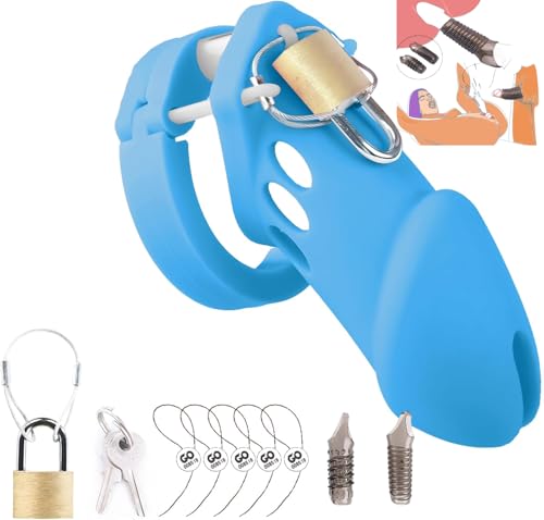 Silicone Cock Cage - Male Chastity Device with Lock for BDSM Restraint Play Sweater 96YUT9