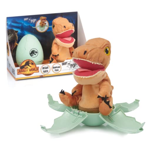 WOW! STUFF Jurassic World Drop 'n Pop Dino - T Rex | Huevo de Dinosaurio con Juguete de Peluche emergente | Producto Oficial de Dominion, Regalos y Juguetes Kids, Edad 5+, Multicolor