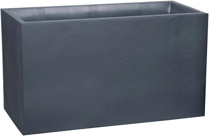 Jardinière Volcania 98 L – Effet Pierre, Double Paroi, Réservoir D’eau – Gris Anthracite, 99,5x39,5x43,5 Cm