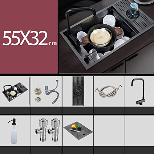 Évier de cuisine 21,7 pouces simple bac compact avec rince-verre - 8