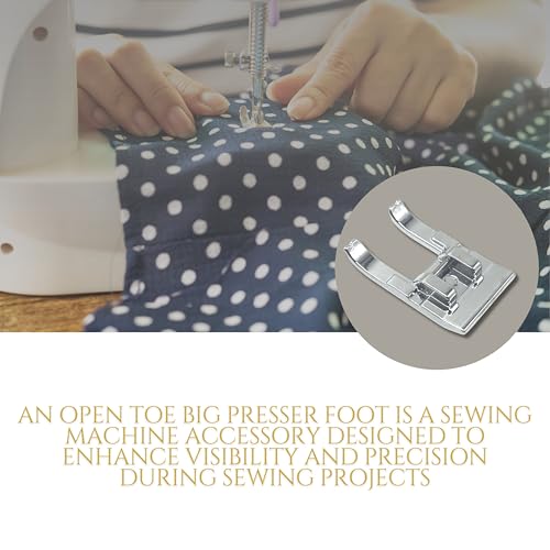 Image of ZENITH Open Toe Big Metal Pressure Foot Snap on Type for Automatic Electric Low Shank Sewing Machines Suitable for Usha Janome Brother Singer etc Steel Finish (Open Toe Big Metal)
