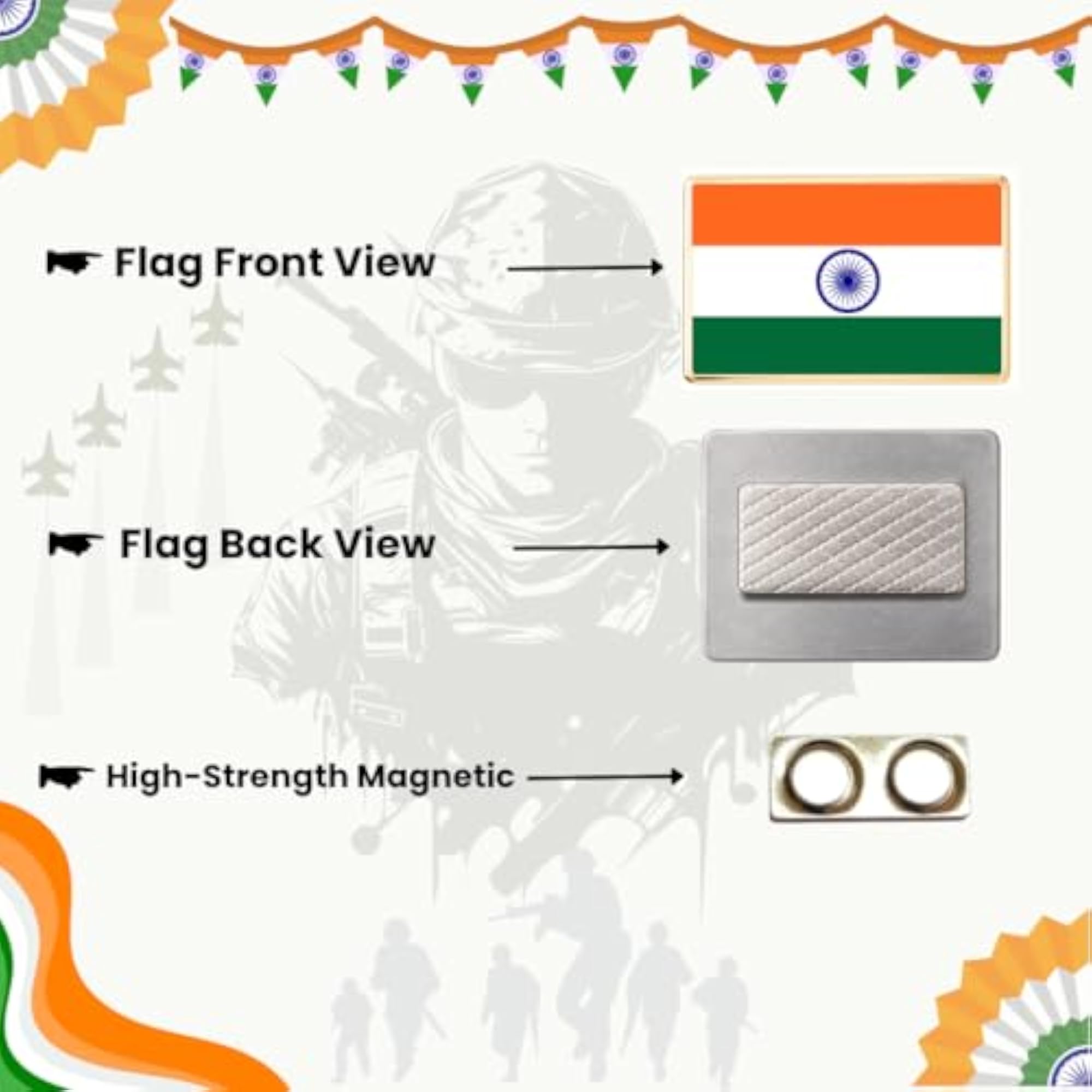 Indian Flag Premium Metal Badge, Magnetic Lapel Pin