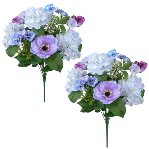 COEWUR 2Pcs Artificial Purple Flowers for Cemetery,19.7