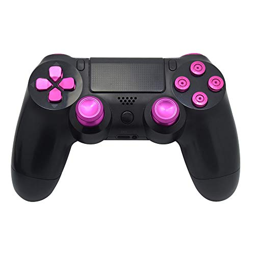 TOMSIN Metal Buttons for PS4 Controller Gen 1, Aluminum Metal Thumbsticks Analog Grip & Bullet Buttons & D-pad & L1 R1 L2 R2 Triggers (Metal Pink)