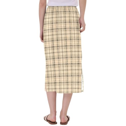 Women Trendy Stretch Skirts for Women Midi Length Summer Double Split Skirt3