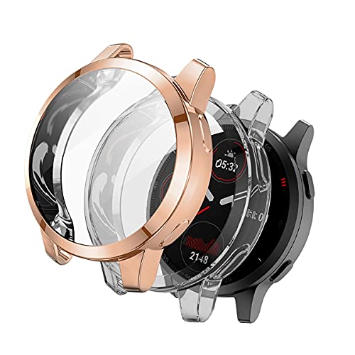 WUWOCJ 2-Pack Screen Protector Cases Compatible with Garmin Vivoactive 4S/Venu 2S 40mm,All-Around Soft TPU Protective Case Bumper Frame Cover (Rose Gold/Clear)