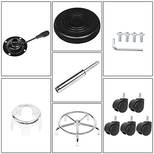 Vasitelan Pu Leather Modern Round Rolling Stool With Footrest Height Adjustable Spa Drafting Salon Tattoo Work Massage Stools Task Chair (Style 2-Black) #TOP5