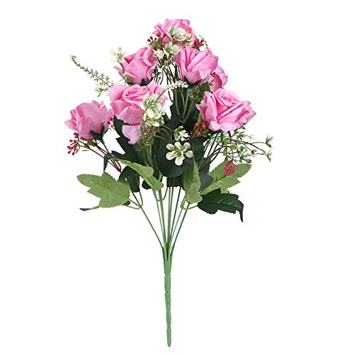 Tomedny Fleurs artificielles en Plastique, Simulation de Roses artificielles à 9 têtes, décorations de Fausses Fleurs, Bouquets pour la Maison, Le Jardin, Le Mariage