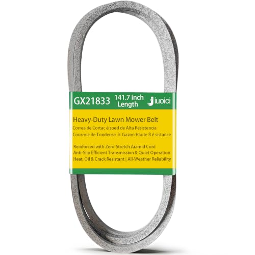 Image of GX21833 (141.7 inch) Heavy-Duty Mower Deck Belt Fits John Deere 48 inch Deck | Fits John Deere 48 inch D140 L130 L120 LA145 D160 E140 LA130 E170 D155 S170 E160 S140 Z255 155C D15, Aramid Core, Zero-Stretch