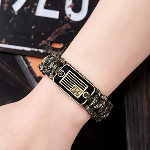 Chenxikk Paracord Bracelet Men-Tactical Survival Bracelet With Bronze American Flag-3 Kinds Of Adjustable Multipurpose Bracelets #TOP6