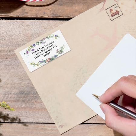 Dainty Sprigs Floral Border Personalized Return Address Labels — Set Of 144, Measuring 1-1/8" X 2-1/4", Large, Self-Adhesive, Flat-Sheet Labels, By Colorful Images #TOP2