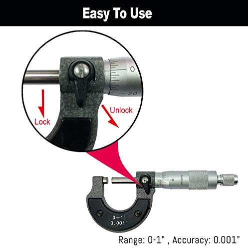 Nortools Outside Micrometer, Ratchet Stop, Lock Nut 0-1" /0.001" Precision Machinist Tool #TOP2