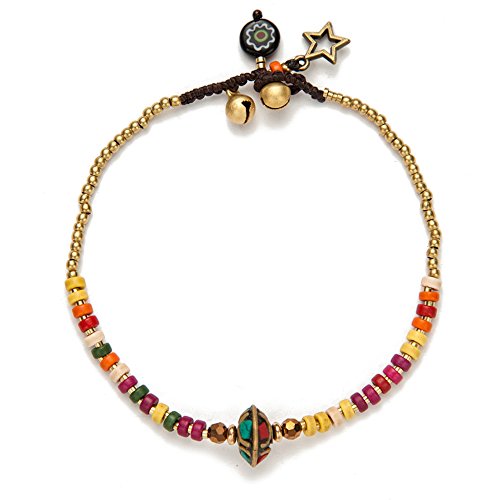 Image of kelistom Bohemian Ankle Bracelets for Women Handmade Natural Stone Beaded Chain Anklet