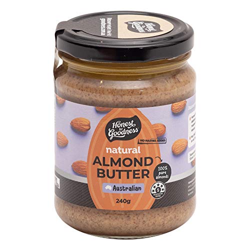 Honest to Goodness, Almond Butter, 240 g - Nothing but Nuts! Made with 100% Pure, Oven-Roasted Australian Almonds. Creamy Naturally Sweet and Slightly Salty Spread.