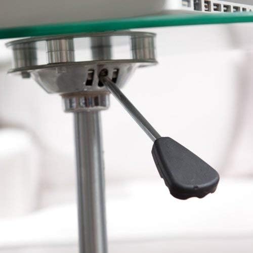 Close-up of height adjustment lever