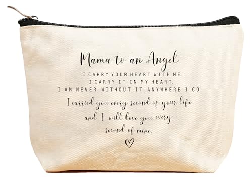 ZVMIS Mama to an Angle-Miscarriage token-Infant Loss keepsake-Baby Memorial-Sympathy item-Child Loss Remembrance-Carried for a Moment-Sympathy Gift Baby Loss-Makeup Bag,Cosmetic Pouch,Travel Case