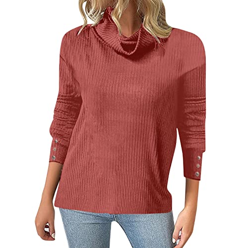 Women’s Long Sleeve Henley T Shirts Slim Fit Tops Scoop Neck Ribbed Knit Shirts Blouse Button Down Shirt (Red, Xxl) #TOP26