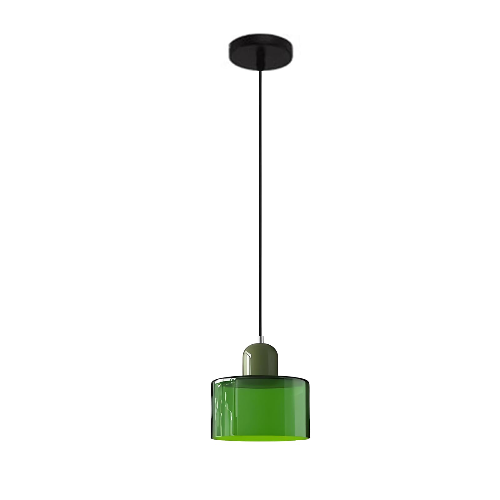 S-Cevada Colorful Glass Pendant Light Fixtures Small Modern Adjustable Hanging Lamp for Bedroom Kitchen Island Living Room Hallway Dining Room (Green)