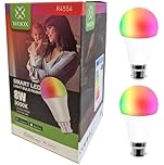 WOOX B22 Smart WiFi Colour Changing Light Bulbs, Multicoloured, Works with Amazon Alexa, Tuya and Google Home, App Controlled, Scenes, Timer, No Hub Required (B22 2 Pack)
