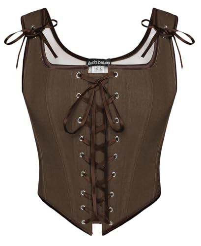 Scarlet Darkness Renaissance Corset Tops for Women Vintage Lace Up Overbust Bustier Bodice