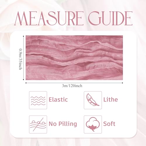 Wokceer Cheesecloth Table Runner 10FT Boho Gauze Runner, Pink, 12 Pack by Wokceer - Used condition - Image 2