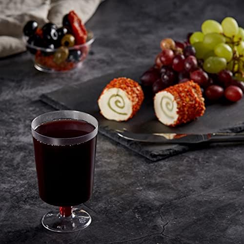 Matana - 50 Clear Multi-Use Plastic Small Wine Glasses - 180ml