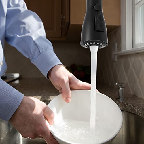 Kitchen Faucet Head Replacement, Pull Down Faucet Sprayer Head Nozzle, Kitchen Sink Faucet Parts, Stream Spray And Pause Mode Pull Out Spray Head, Matte Black #TOP5