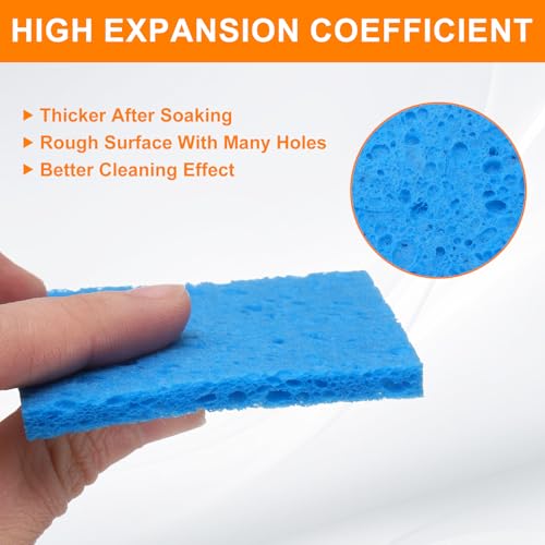 Image of HARFINGTON 10pcs Soldering Iron Cleaning Sponge 2.36 inch x 2.36 inch Replacement Sponge High Temperature for Cleaning Welding Soldering Iron Tip, Blue