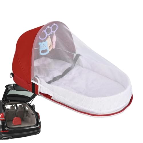 Cuna de viaje plegable infantil con red lavable y colchón portátil para bebés 8