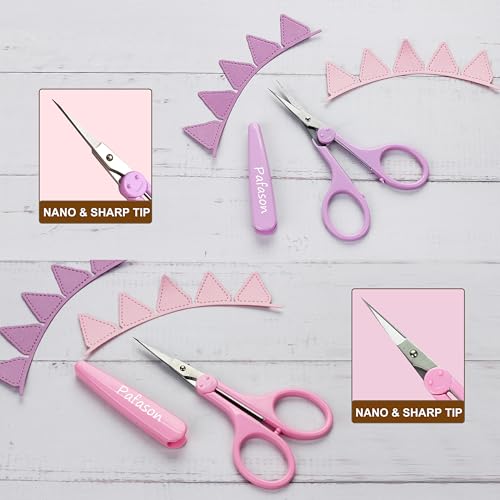 PAFASON 4" Stainless Steel Detail Craft Scissors Set with Straight Precise Tips & Safety Cap & TSA Complied Ideal for Scrapbooking, Paper Yarn Thread Fabric Cutting Sewing Quilting Embroidery Knitting - Thumbnail 6