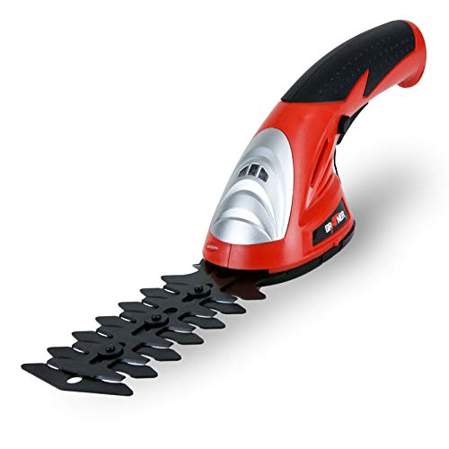 Grafner 2in1 Akku Gartenpflegeset mit 2 verschiedenen Aufsätzen, 3,6V, 1300 mAh LI-ION, 40 Minuten Laufzeit, incl. Lithium-Ionen-Akku und Ladegerät, Pflege Buchs Baum Gartenschere Trimmer Heckenschere