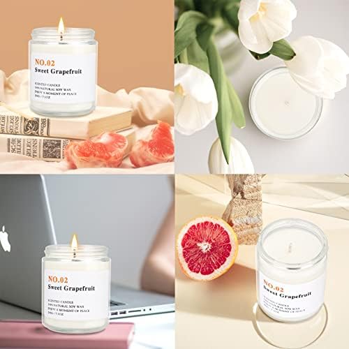 Koxly Scented Candle of Sweet Grapefruit, 100% Natural Soy Wax, 50 Hours Burning Time, Candles Gifts for Women, Candle Presents for Her, New Home, New Year, Wedding, Mothers'Day and Valentine's Day