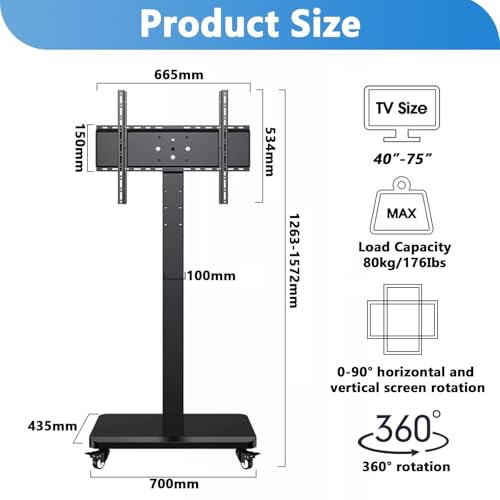 Soporte móvil para TV de piso para pantalla de 32-75 pulg miniatura 2