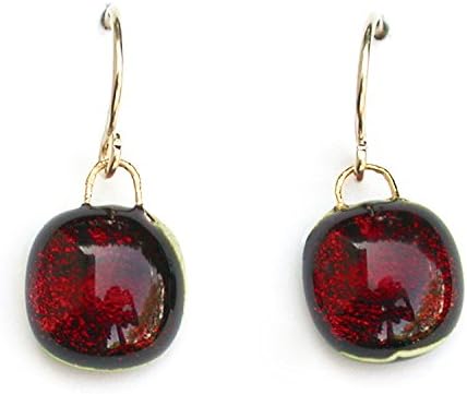 Dangle Earrings Burnished Cranberry, Handmade Glass