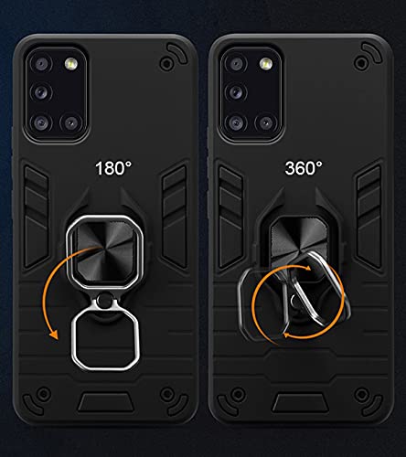 Image of Pikkme D5 Tough Armor Bumper Back Cover Case for Samsung Galaxy A31 |Ring Holder & Kickstand in-Built (Black)