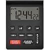 Runleader Digital Desktop Kitchen Timer,4 Countdown Timers & Stopwatchs with 12/24 Hours Clock Large Digits Alarm Reminder for Baking Cooking Homework Fitness(black-205)