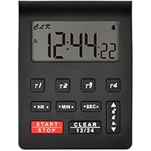 Runleader Digital Desktop Kitchen Timer,4 Countdown Timers & Stopwatchs with 12/24 Hours Clock Large Digits Alarm Reminder for Baking Cooking Homework Fitnessblack-205