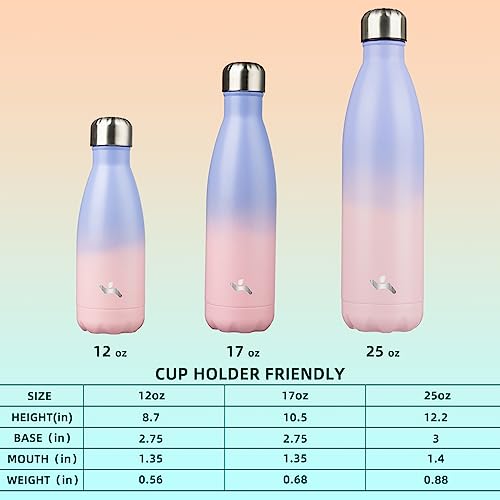 Image of Konokyo Insulated Water Bottles,17 oz Double Wall Stainless Steel Vacumm Metal Flask for Sports Travel,Pastel Sunset